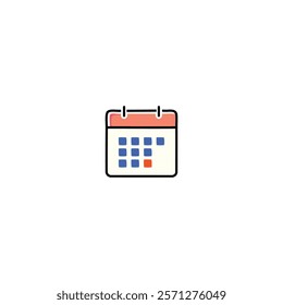 A contemporary vector calendar icon, suitable for scheduling tools, event planning, time management apps, and digital organization projects.