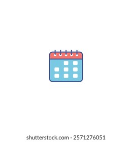 A contemporary vector calendar icon, suitable for scheduling tools, event planning, time management apps, and digital organization projects.