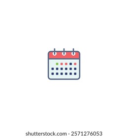 A contemporary vector calendar icon, suitable for scheduling tools, event planning, time management apps, and digital organization projects.