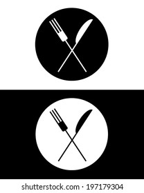 Contemporary vector icon of a crossed fork and knife