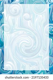 Fondo vertical contemporáneo para con texto de lugar. Elegante plantilla de cartas con arte de mármol en colores azules. Ilustración vectorial para certificado, diploma, invitación.