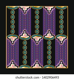 contemporary vintage luxury violet and green pattern on black