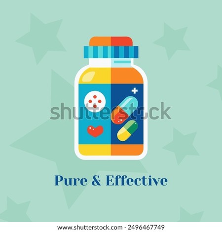 Contemporary vitamin bottle design emphasizing sustainability and natural health solutions, ideal for promoting environmentally friendly products.
