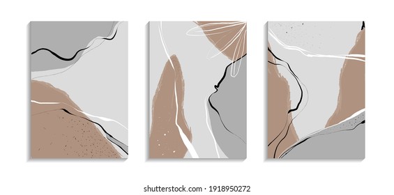 Contemporary wall decor. Collection of creative artistic posters. Art design for cover, print, poster, invitation, banner, brochure, web. Cover with shapes and lines.