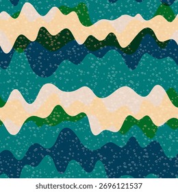 Padrão contínuo de vetor de fluido de onda contemporâneo. Textura da linha de curva listrada. Efeito de movimento de curvatura de ilusão visual. Papel de parede ornamento design. Amostra de formas de fluido de splash de fluxo de onda.