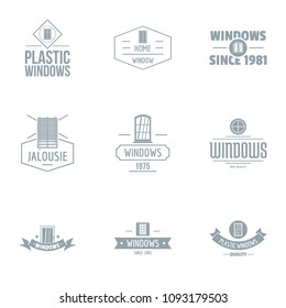 Contemporary window logo set. Simple set of 9 contemporary window vector logo for web isolated on white background