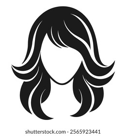 Contemporary Woman Hair Icon Silhouette for digital and fashion design