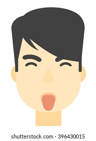 Un hombre destentador sacando su lengua.