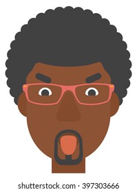 Contemptuous man sticking out his tongue.