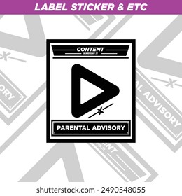 conten warning parental advisory labels of different shapes. Sticker shapes for design mockups. Holographic textured stickers for preview tags, labels. Vector illustration