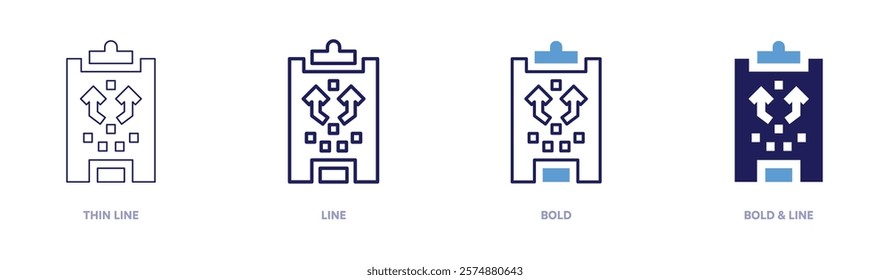 Content analysis icon in 4 different styles. Thin Line, Line, Bold, and Bold Line. Duotone style. Editable stroke.