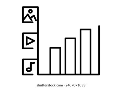 icono de análisis de contenido. icono relacionado con la web básica y la interfaz de usuario. adecuado para sitio web, aplicación, interfaces de usuario, imprimible, etc. estilo de icono de línea. diseño de vector simple editable