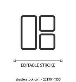 Content arrangement pixel perfect linear ui icon. Webpage structure. Blocks online. GUI, UX design. Outline isolated user interface element for app and web. Editable stroke. Poppins font used