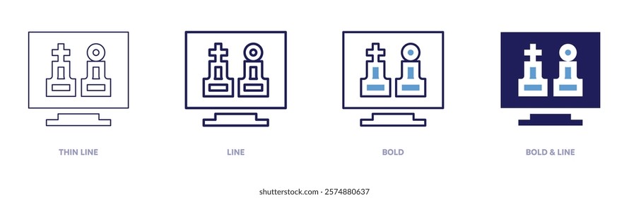 Content automation icon in 4 different styles. Thin Line, Line, Bold, and Bold Line. Duotone style. Editable stroke.