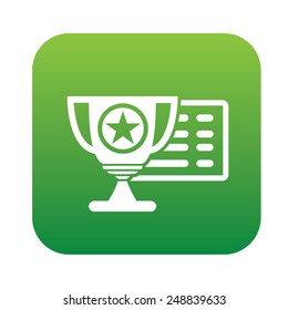 Content award on green flat button,clean vector