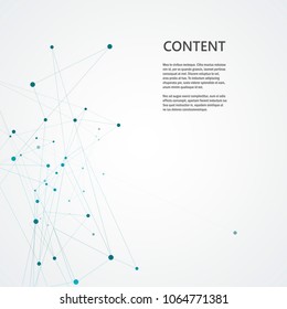 Content background with abstract connection blue lines and dots.
