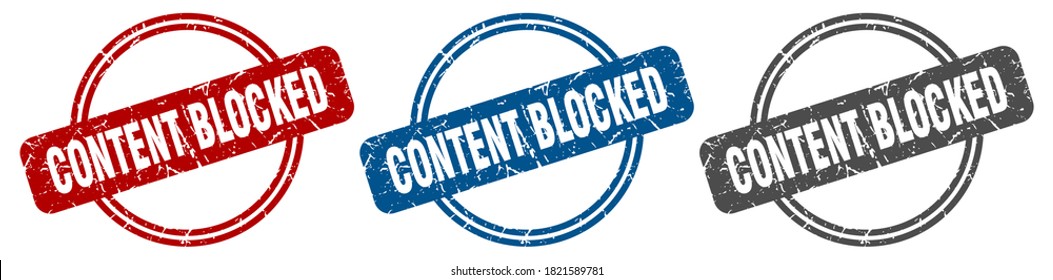 Content Blocked Round Isolated Label Sign Stock Vector (Royalty Free ...