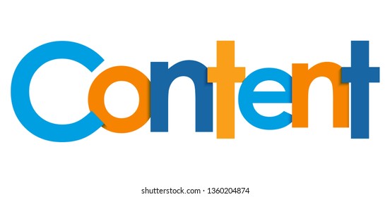 CONTENT blue and orange typography banner