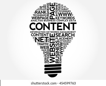CONTENT bulb word cloud collage, business concept background