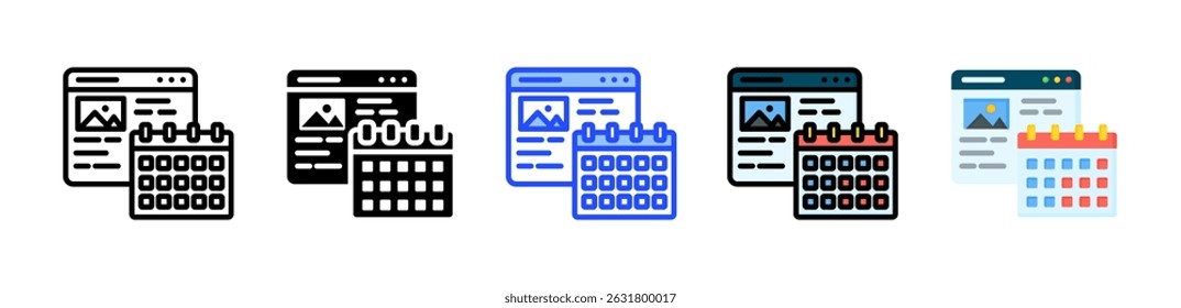 Content Calendar Icon Collection With Multiple Styles