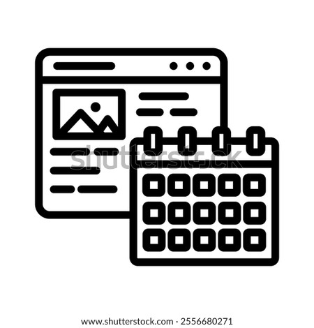 content calendar icon line vector illustration on white background.