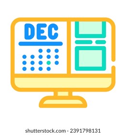 content calendar social media color icon vector. content calendar social media sign. isolated symbol illustration