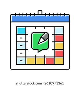 content calendar social media color icon vector. content calendar social media sign. isolated symbol illustration