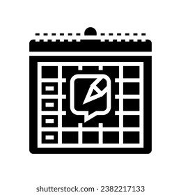 content calendar social media glyph icon vector. content calendar social media sign. isolated symbol illustration