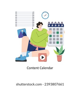 Content Calendar vector Flat Design illustration. Symbol on White background EPS 10 File