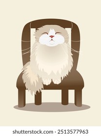 Content Cat on Chair - Perfect for Cozy Decor, Pet-Themed Designs, or Relaxation Visuals