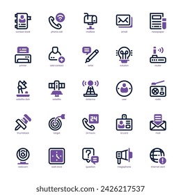 Content Communication icon pack for your website, mobile, presentation, and logo design. Content Communication icon dual tone design. Vector graphics illustration and editable stroke.