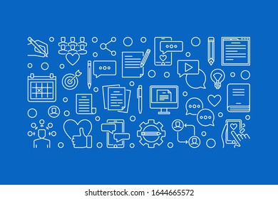 Pancarta horizontal de esquema mínimo de concepto de contenido. Ilustración del vector