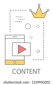Content concept. Share content in the internet. Idea of social media and network. Feedback, communication and popularity. Isolated flat vector illustration