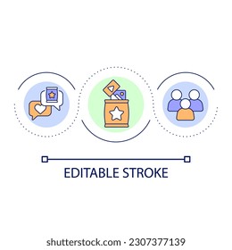 Content consumers loop concept icon. Social media users. Online entertainment. Audience abstract idea thin line illustration. Isolated outline drawing. Editable stroke. Arial font used
