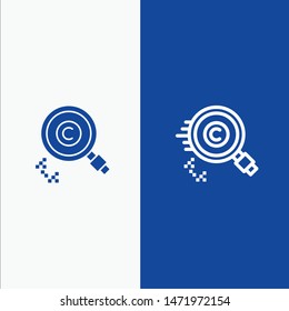 Content, Copyright, Find, Owner, Property Line and Glyph Solid icon Blue banner Line and Glyph Solid icon Blue banner