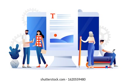 Content creating, articles, text writing and editing remote job. Inbound marketing. Copywriting job, home based copywriter, freelance copywriting concept. Concept creative illustration