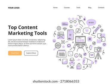 Content creation concept. Suitable for social media and digital marketing. Vector illustration for landing page, banner, or ad.