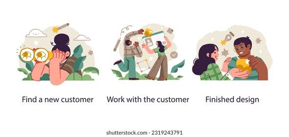 Content creation, creative people, concept of brainstorming or creative thinking. Vector illustration