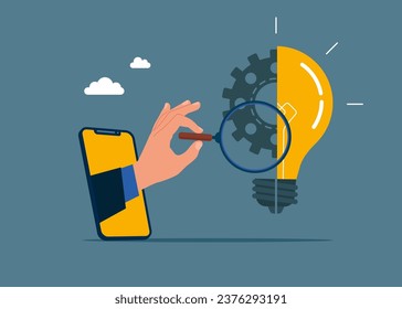 Creación de contenido, creatividad, escritura, blogueo, copywriter. Análisis de la visión imaginativa. Ilustración vectorial plana.