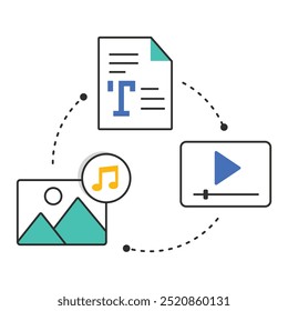Content Creation Icon Design. Representing Content Strategy.Creative Writing.Media Production.Digital Content. EPS icon.