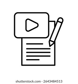 Content creation icon with script writing for video