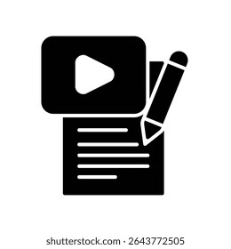 Content creation icon with script writing for video