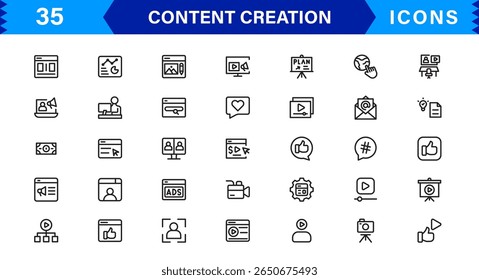 Ícones de estrutura de tópicos modernos, mínimos e versáteis para marketing digital e projetos criativos