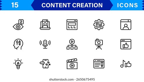 Ícones de estrutura de tópicos modernos, mínimos e versáteis para marketing digital e projetos criativos