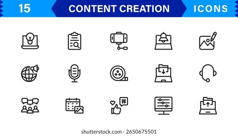 Ícones de estrutura de tópicos modernos, mínimos e versáteis para marketing digital e projetos criativos