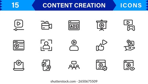 Ícones de estrutura de tópicos modernos, mínimos e versáteis para marketing digital e projetos criativos