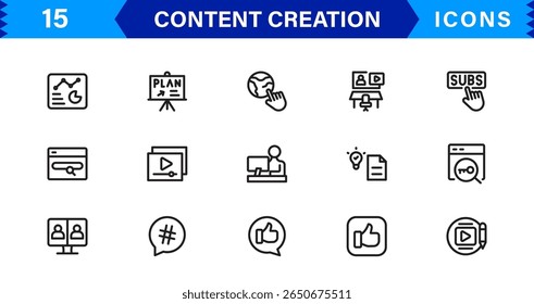 Ícones de estrutura de tópicos modernos, mínimos e versáteis para marketing digital e projetos criativos