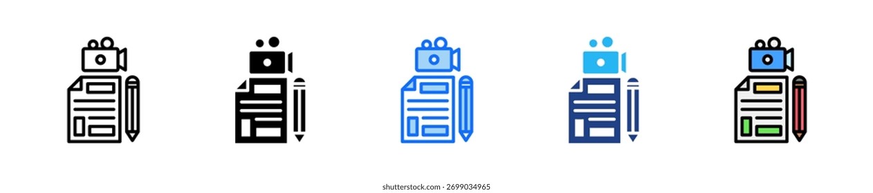 Ícone de criação de conteúdo definir coleção de vários estilos