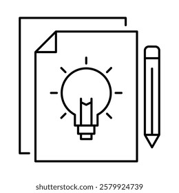 Content Creation – Lightbulb and Document Representing Idea Generation and Writing