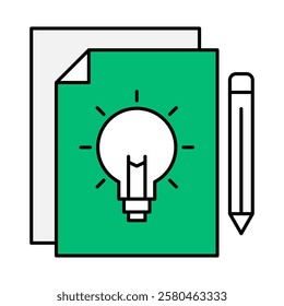 Content Creation – Lightbulb and Pencil Icon Representing Creative Ideas and Digital Content Development